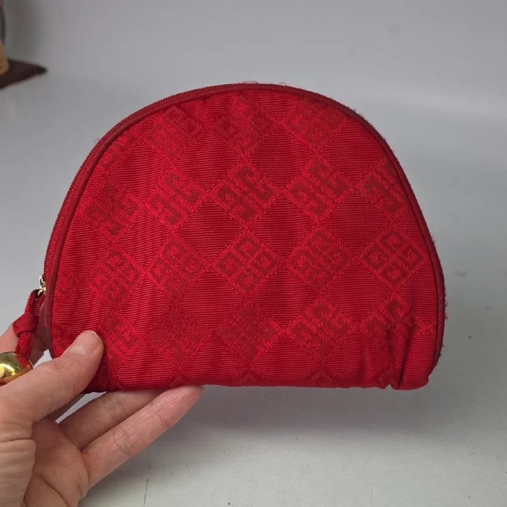 Givenchy‎ Red Cosmetic Bag with Gold Accent